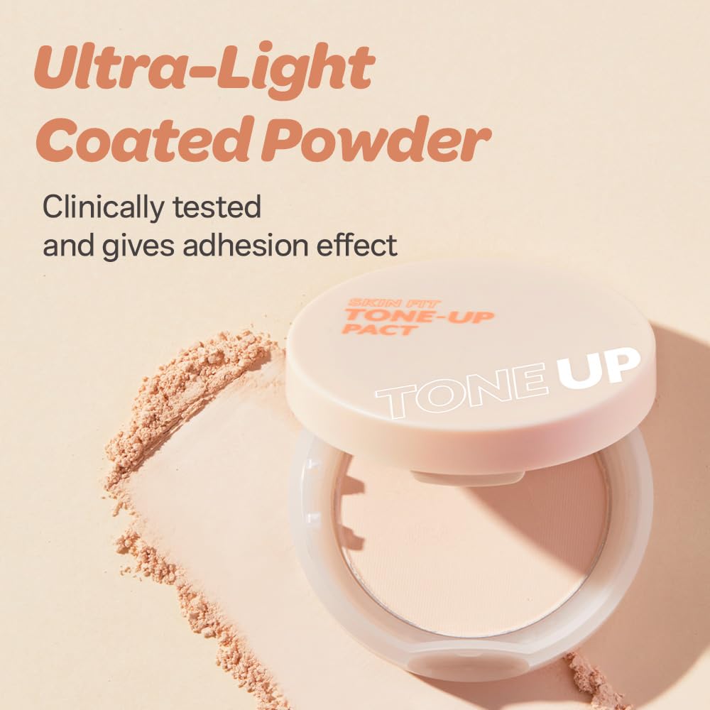 I'M MEME Compact - Skin Fit Tone Up Pact | FLawless Finish with Aqua Sebum, Soft & Velvet Pressed Powder Compact, Smooth Pores & Fine Lines, Korean Makeup, Translucent, Oily Skin, 0.35 Oz