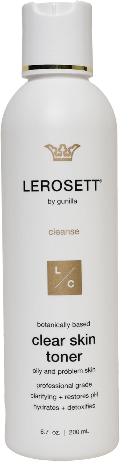 LEROSETT Toner for Clear Skin, Aloe Vera Based Toner with Glycolic Acid & 10 Calming Botanicals Helps Reduce Irritation, Future Blemishes, Blackheads, and Tightens Pores, Natural, Vegan - 6.7 oz