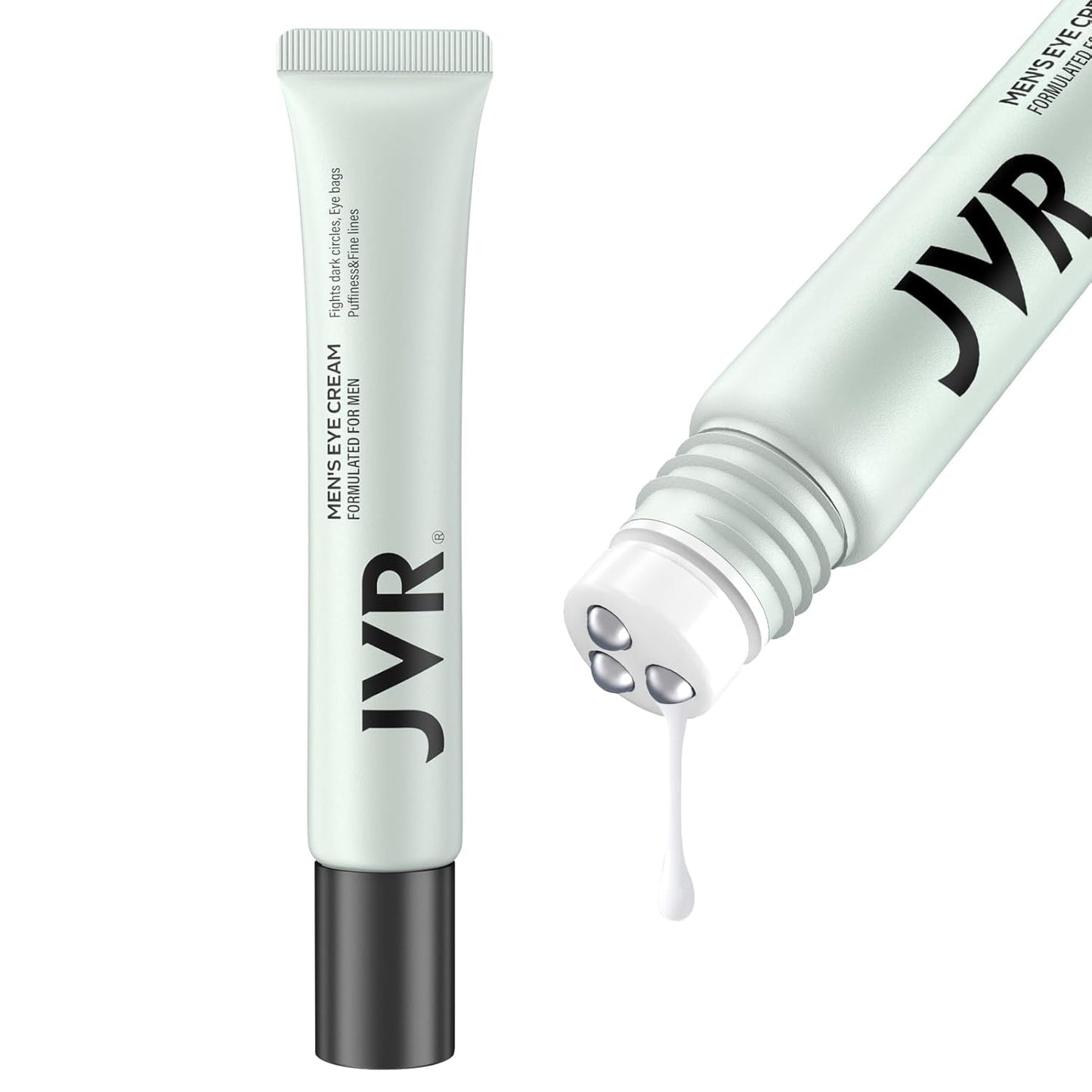 JVR Caffeine Eye Cream and Under Eyes Roller for Dark Circles and Puffiness, Fine Lines, Under-Eyes Bags, Eye Serum with Vitamin C, Hyaluronic Acid, 20 ml