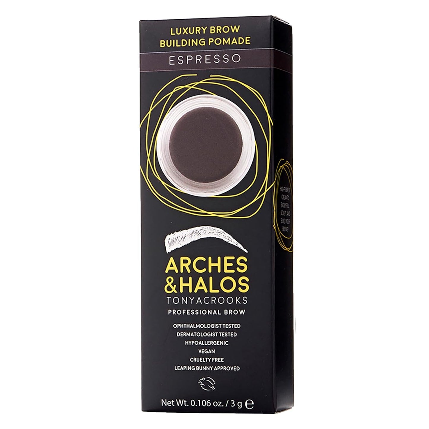 Arches and Halos Luxury Brow Building Pomade - Vegan Eyebrow Pomade - Creamy, Long Wearing Color for Clean, Defined Brows - Espresso - 0.1 oz