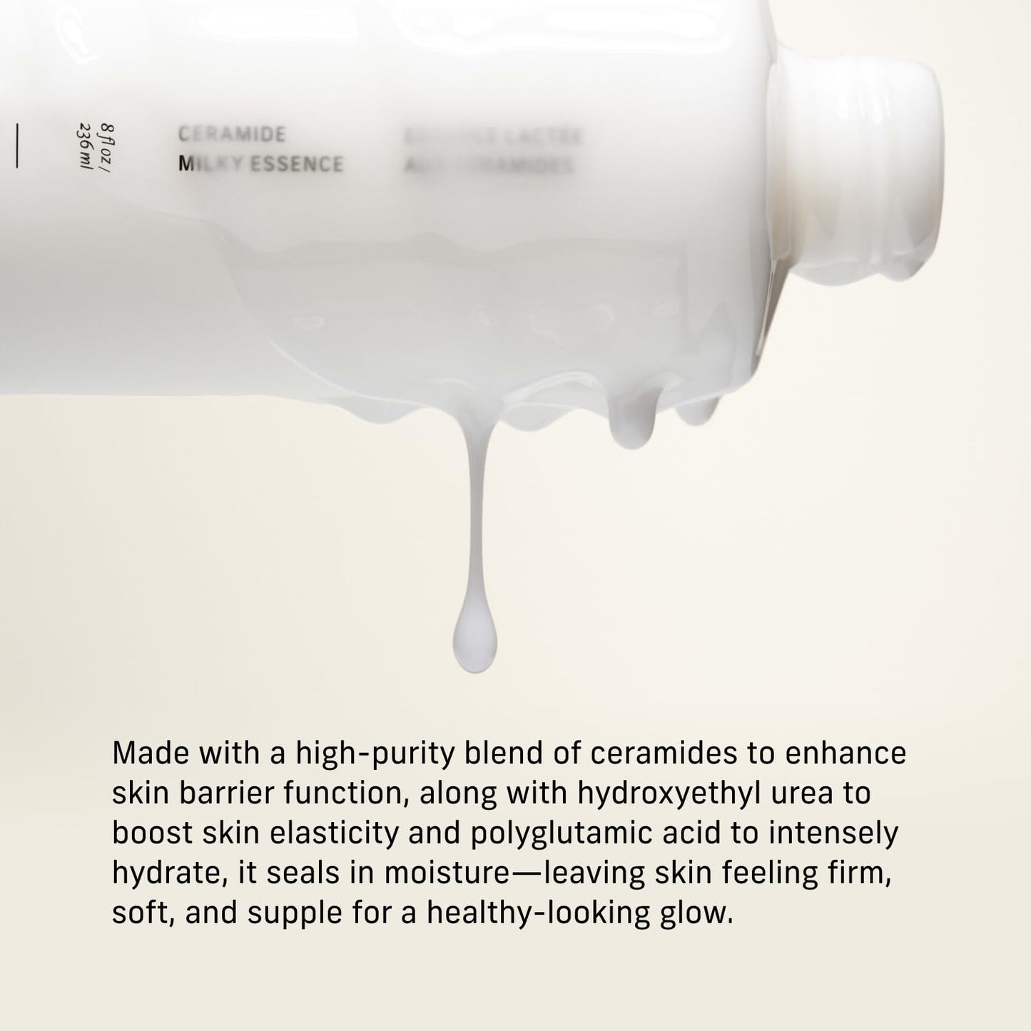 Ceramide Milky Essence – Unscented Body Lotion for Dry, Sensitive Skin – Lightweight Hydrating Ceramide Moisturizer for Skin Barrier with Polyglutamic Acid & Hydroxyethyl Urea - 8 fl oz