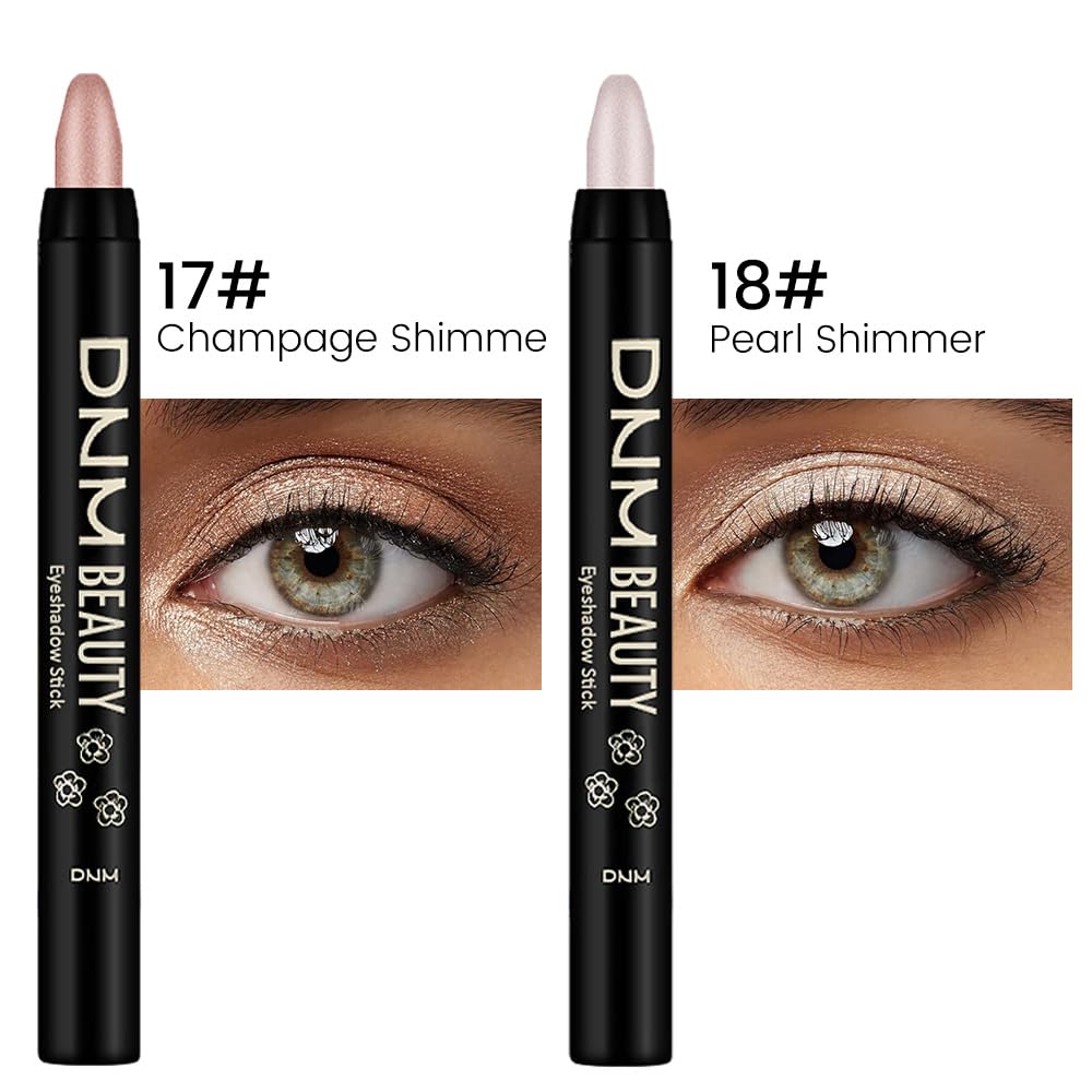 Kaely 2Pcs Cream Eyeshadow Sticks Set for Eyes Waterproof,Champagne Shimmer & Pearl Shimmer Matte Eye shadow Stick Pencil Pen Bulk sombras en crema para ojos 17+18