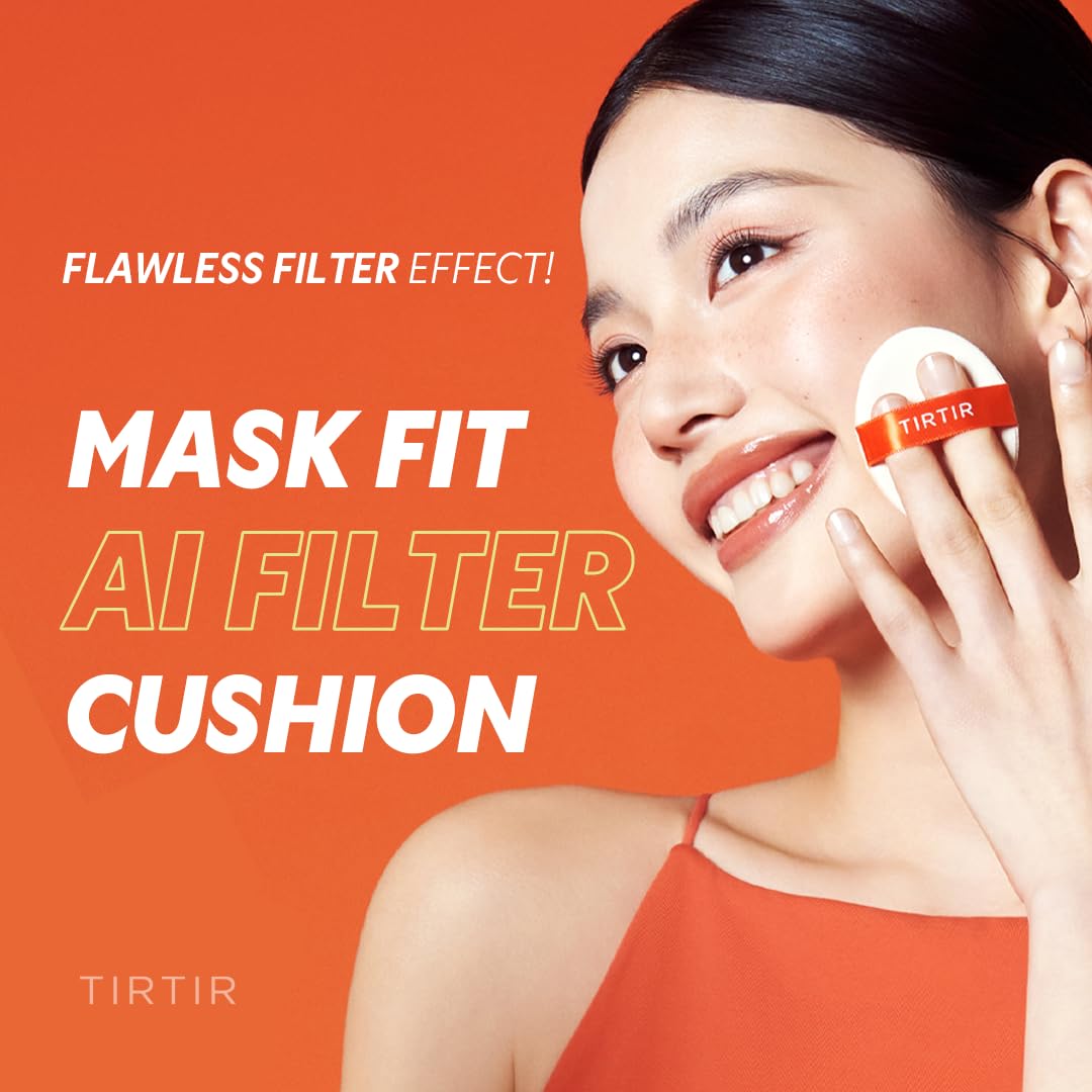 TIRTIR Mask Fit Ai Filter Cushion Foundation | AI-Like Semi-Matte Finish - Up to 72-Hour Medium to Full Coverage Korean BB Cushion Make up Beauty, #30N Rich Honey, 0.63 Fl Oz