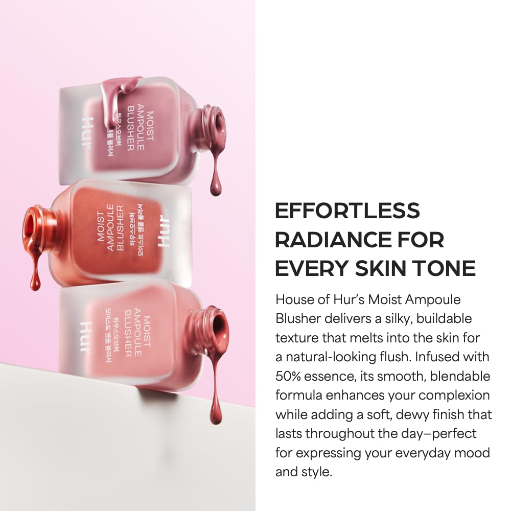 Moist Ampoule Blusher with 50% Moisture Essence | Hydrating & Long-Lasting Blush | 0.68fl.oz (9 Shades) (Nude Beige)