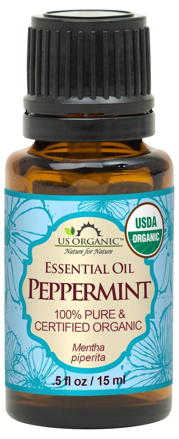 US Organic 100% Pure Peppermint Essential Oil - USDA Certified Organic - 15 ml - w/Improved caps and droppers (More Size Variations Available)