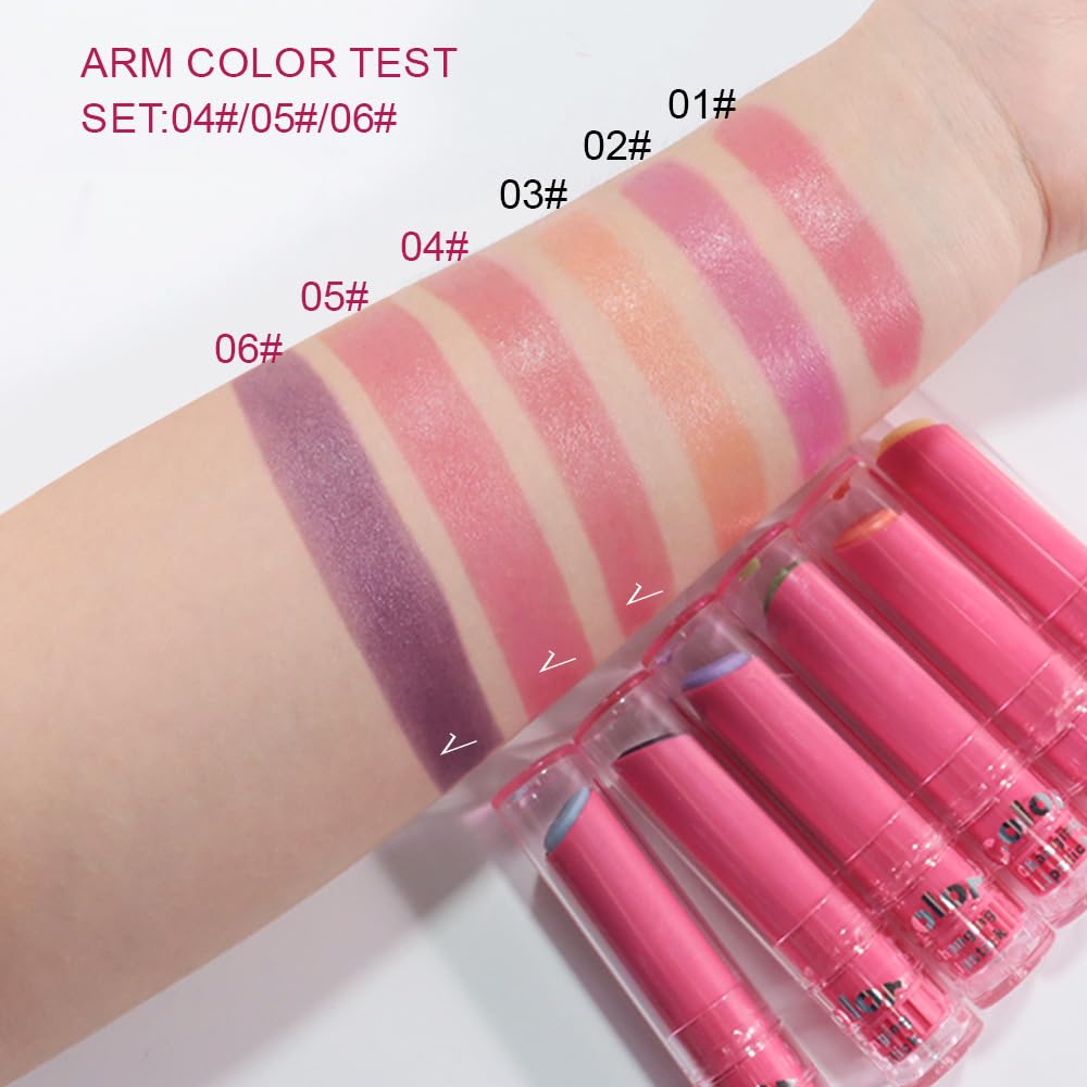 BINGBRUSH Color Changing Lipstick Set, PH Mood Peach Lip Balm and Gloss, Long Lasting Tinted Lip Stain (Set-B #04#05#06, 3 Count (Pack of 1))