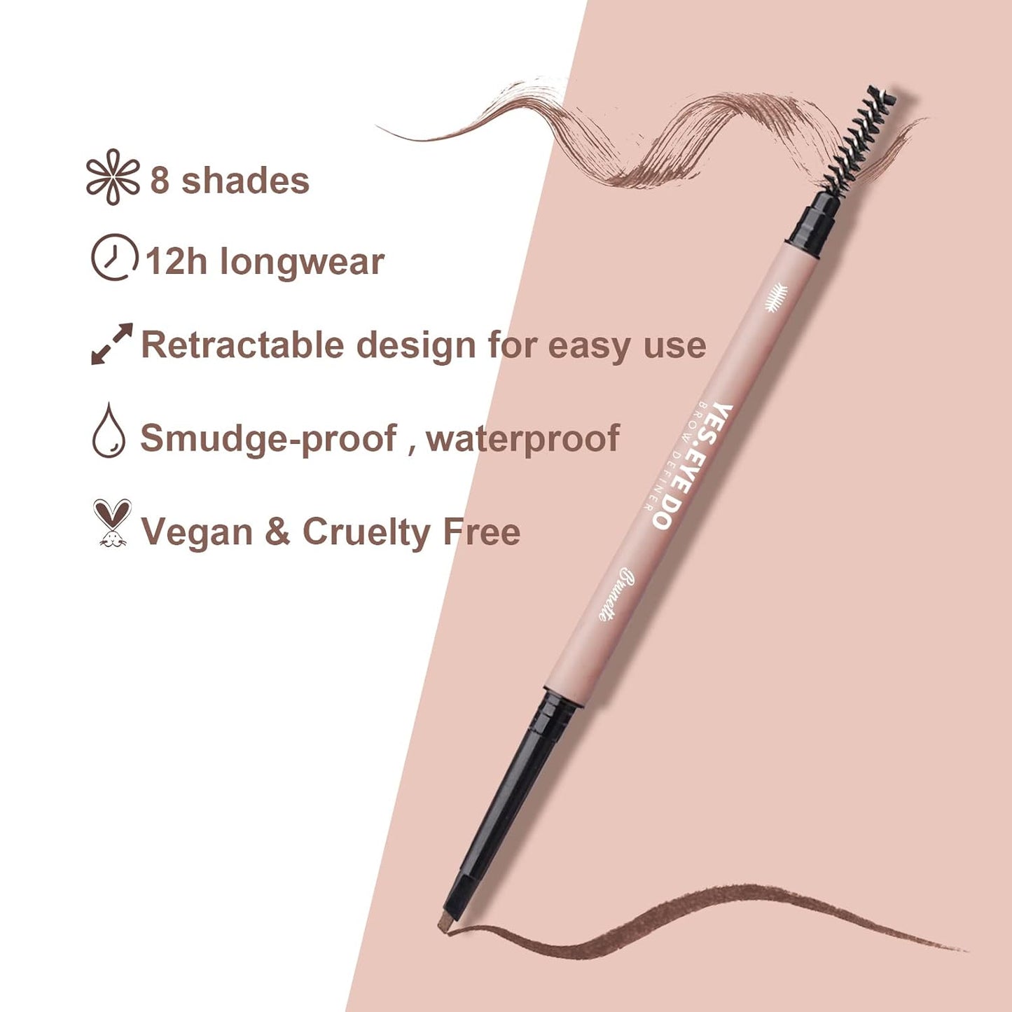 Eyebrow Pencil Dark Brown, Retractable Precision Eyebrow Filler Pen with Brush, Waterproof Long-lasting Double Side Micro Brow Pen, Create Natural & Bushy Brow Lamination, Chocolate, YES.EYE DO