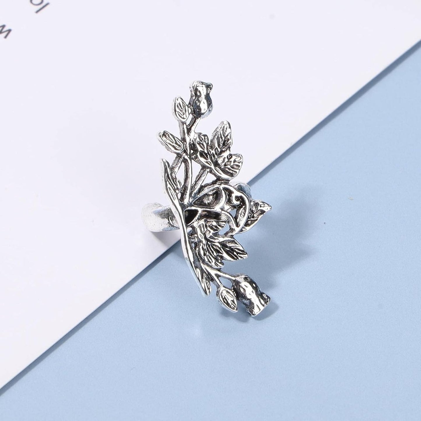 Boho Leaf Earcuff Earrings Silver Leaves Ear Cuffs Tiny No Piercing Earrings Helix Cartilage Cuff Earrings Simple Ear Crawler Earrings Jewelry for Women and Girls