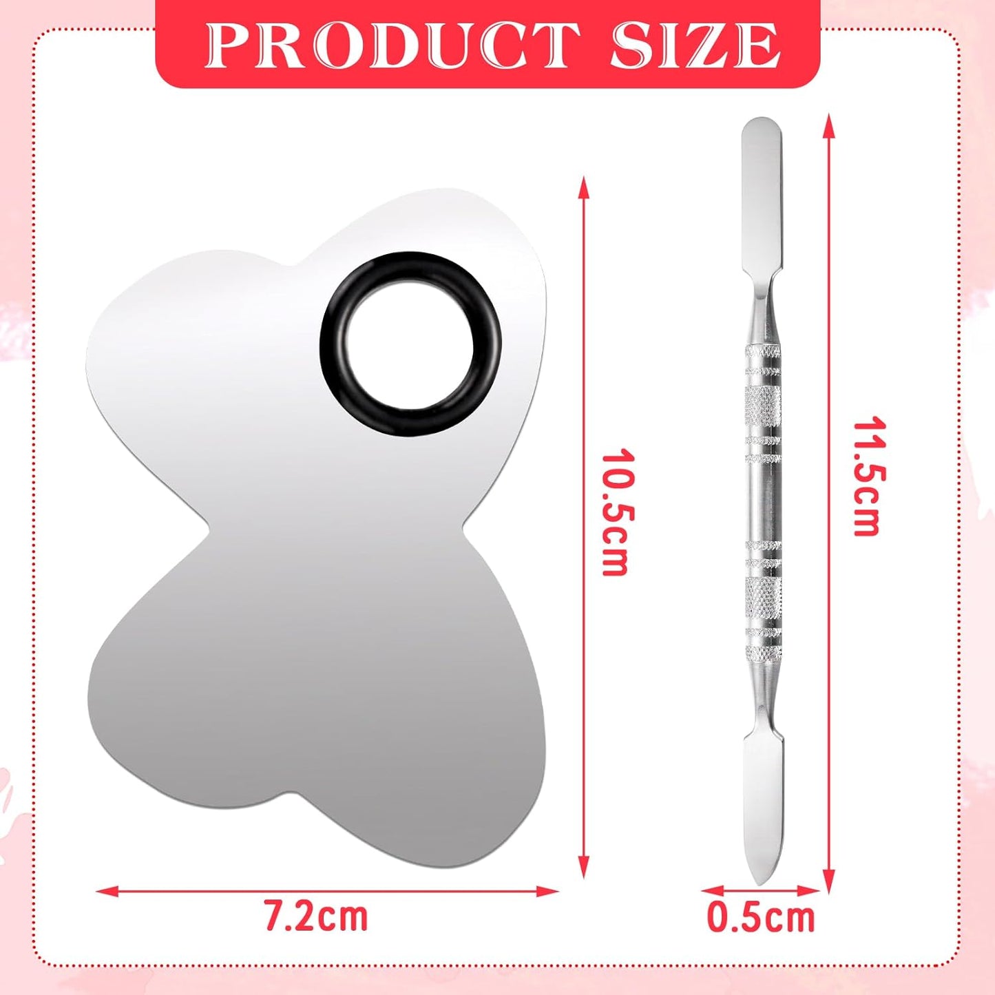 2 Pcs Stainless Makeup Mixing Palette,Tool for Mixing Foundation Nail-Art,Palette with A Stick,Storage Bag,Beauty Salon Color Cream Mixing Palette,Makeup Artist,Makeup Enthusiast (Butterfly Shaped)