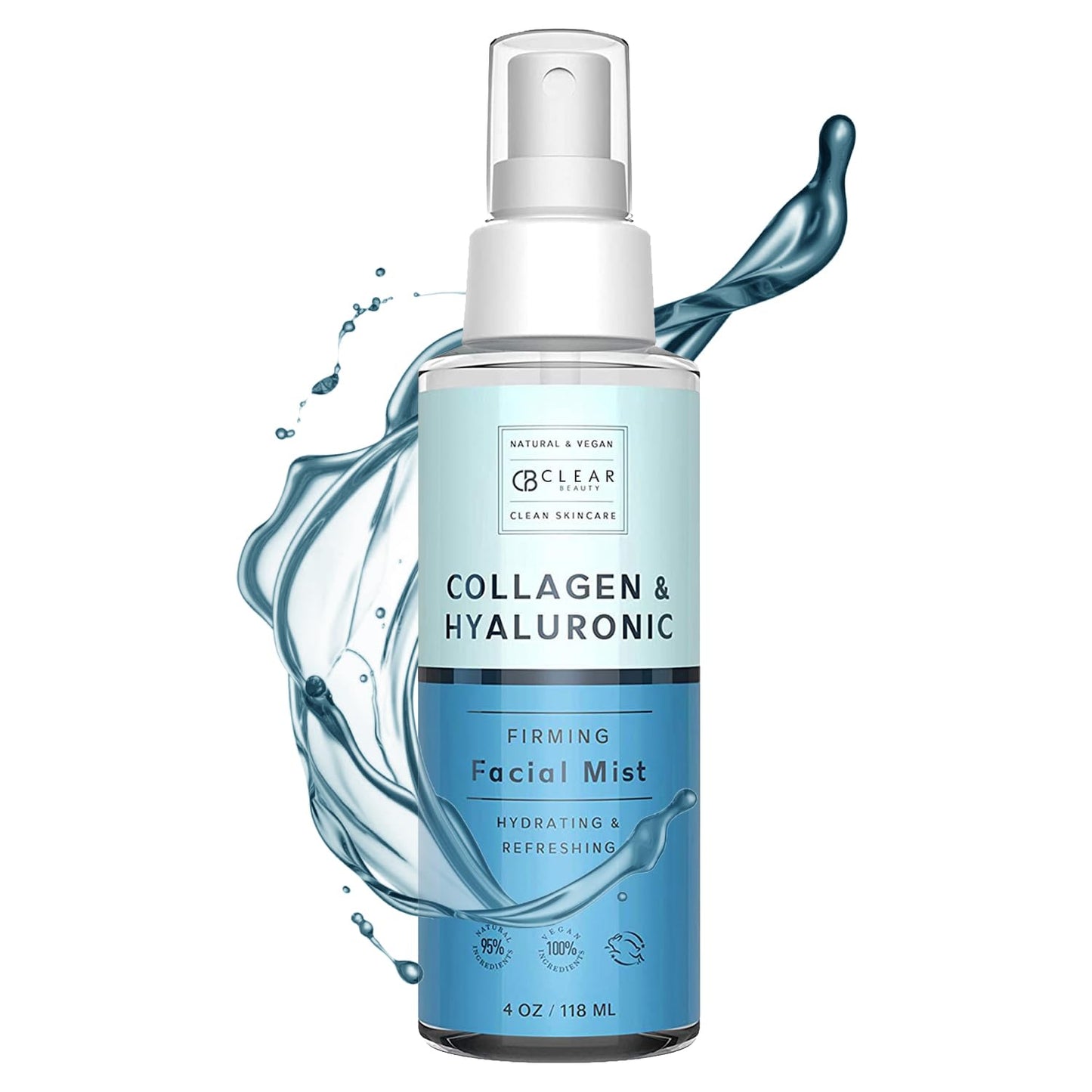 Hyaluronic Acid & Collagen Face Mist - Dermatologist Tested, Moisturizes & Tones Skin, Anti-Aging, Natural Ingredients, Cruelty-Free, 95% Natural - All Skin Types - 4 OZ