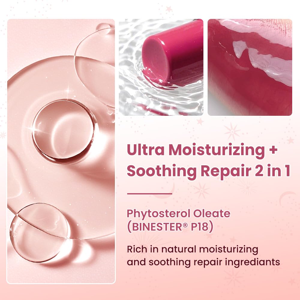 CATKIN Glossy Lip Balm Ultra Hydating Glow Lip Tinted Jelly Plumping Melting Balm Shea Butter Repair Soothing For Dry Lips 0.12 oz C10 HIBISCUS