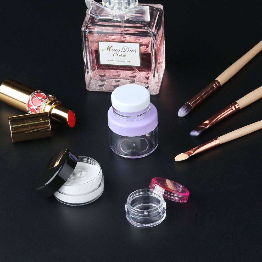 Accmor 25 Pieces Acrylic Containers with Lids 3/5/10/15/20 Gram Size Cosmetic Jars with 5 Pieces Mini Spatulas Gift