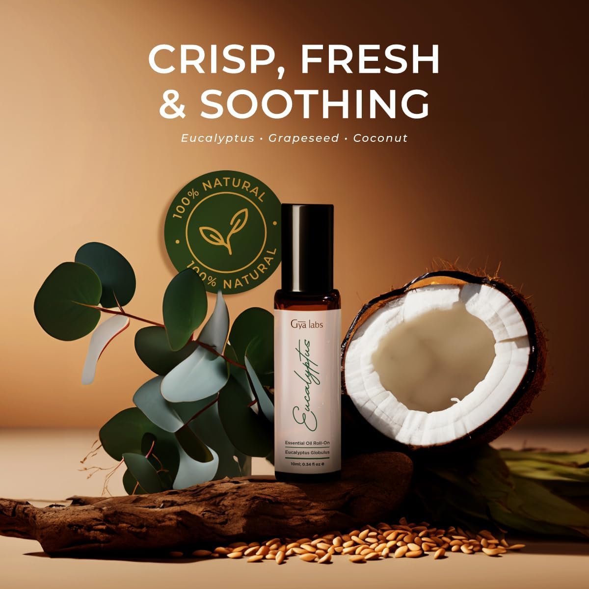 Gya Labs Eucalyptus Essential Oil Roll on for Soothing Comfort - 100% Pure Natural Eucalyptus Oil Roller for Skin, Relaxing Aromatherapy, Travel Size (0.34 Fl Oz)