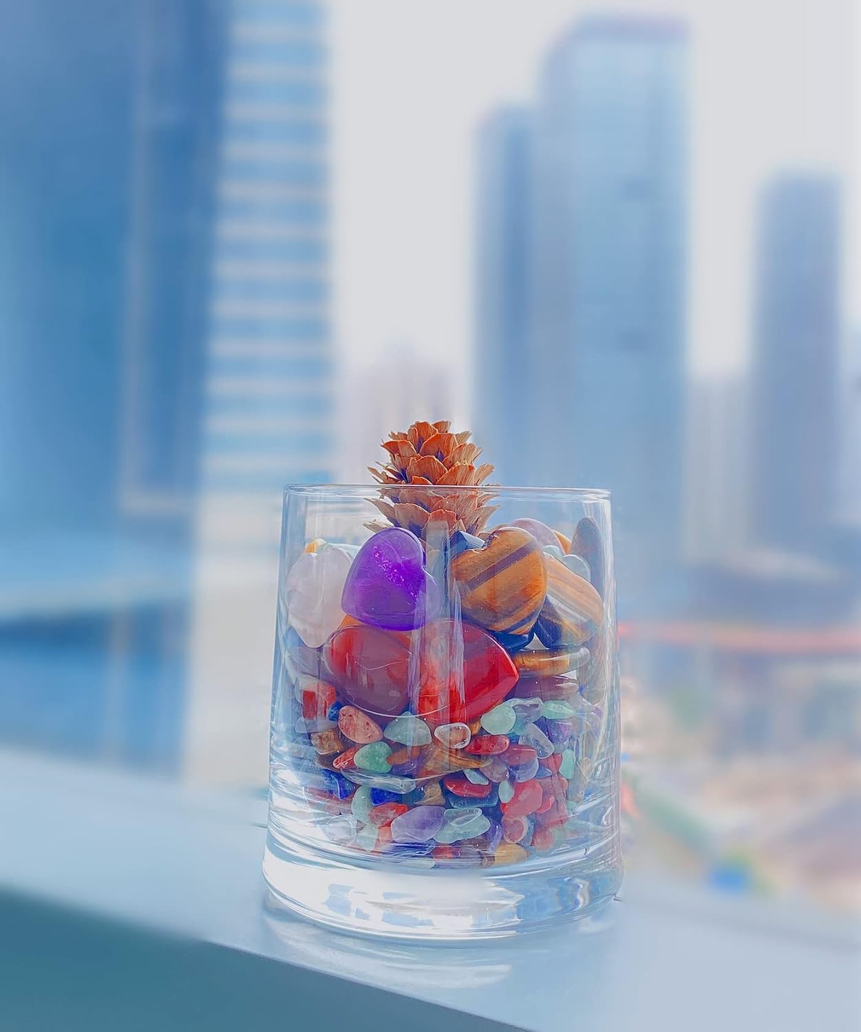 5 PCS Crystals Natural Heart Pocket Stones Polished Rose Quartz Amethyst Assorted Healing Crystals Palm Love Shaped 0.8" Gemstones Set Reiki Energy Balancing Meditation Mother's Day Gift