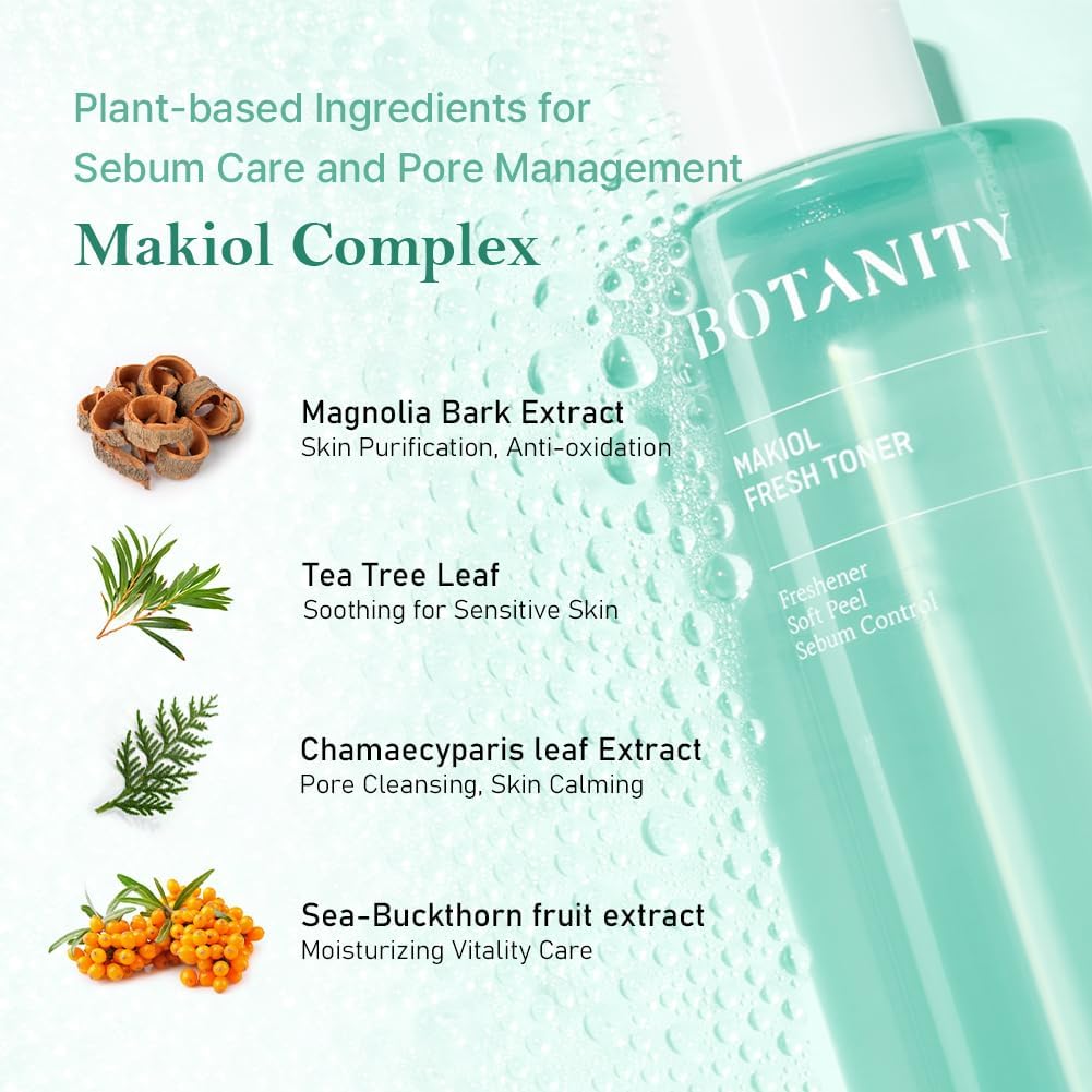 Makiol Toner | PHA | Cica Toner | Hydrating & Refreshing for Oily Skin | Sebum Control | Pore Refining | Acne Prone Sensitive Skin, Oily Skin | Cruelty-Free | 10fl oz