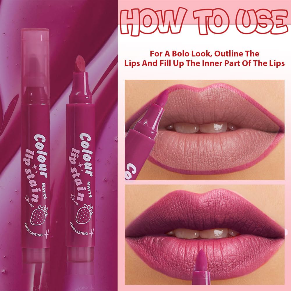 Lip Stain, Waterproof lip tint, Matte Color Look, Longlasting All Day Wear Lip Color, Smudge Proof Natural Finish, Precise Chisel Tip Marker,non sticky lip gloss,kiss proof lip color 05#
