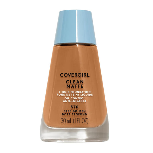 COVERGIRL Clean Matte Liquid Foundation, Deep Golden 570, Pack of 1