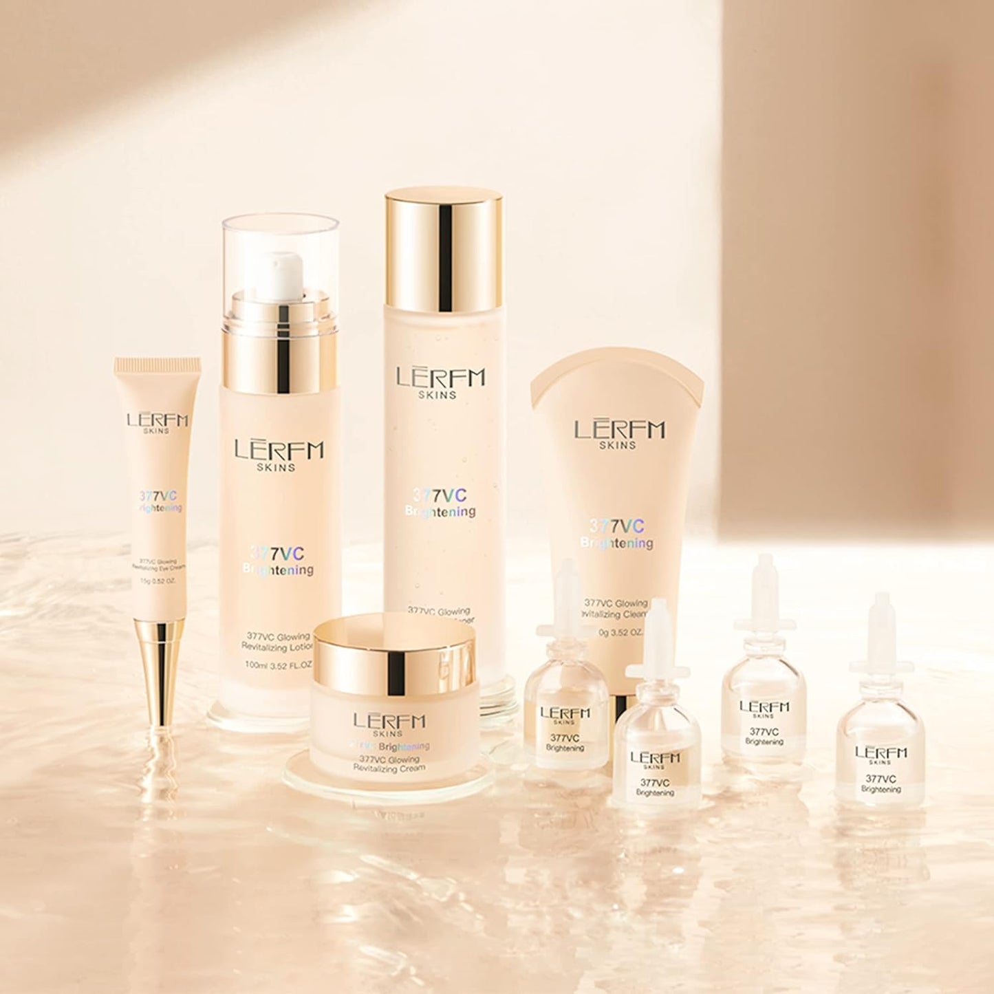 AESTHTANY LERFM Moisturizing Brightening Aloe Face Skin Care Set Hyaluronic Serum Skin Care Set | Radiant, Youthful Skin Alcohol-Free Hypoallergenic Cleanse, Recondition and Puri (377- Nine piece set)