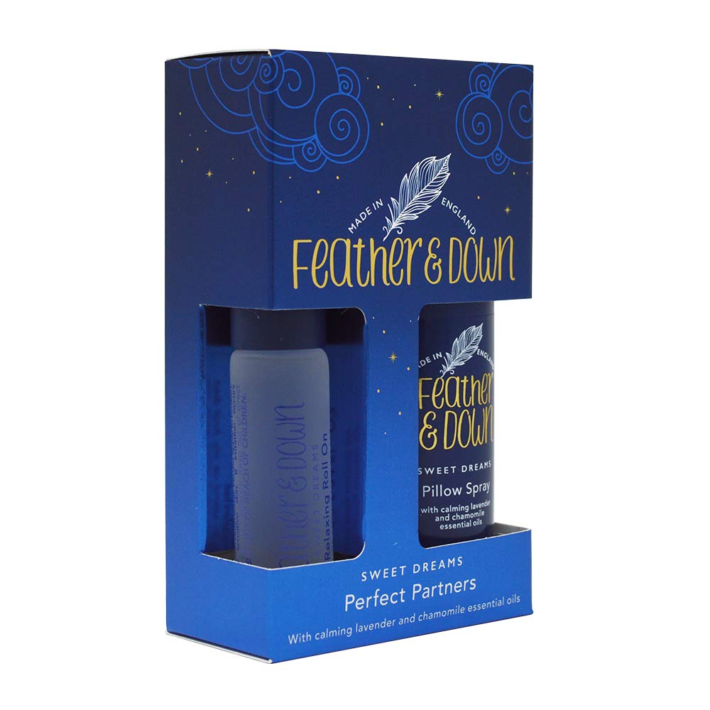 Feather & Down Sweet Dream Perfect Partners Gift Set: 50ml Pillow Spray & 10ml Roll-On, With Calming Lavender & Chamomile Essential Oils, Vegan & Cruelty Free