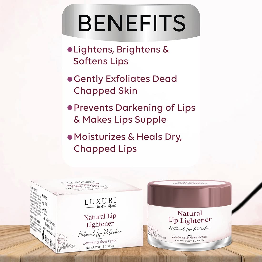 Lip Scrub Balm | Dark Lip Lightener for Women and Men | Dry Lips | Smoker | Chapped Lips | Lipstick Stain Remover | Lip Care, 25 gm