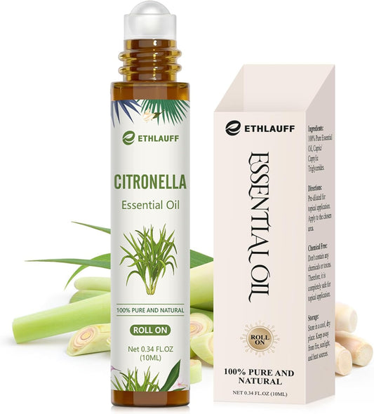 Citronella Essential Oil Roll On, Citronella Oil for Skin, Relaxation Gift for Women and Men