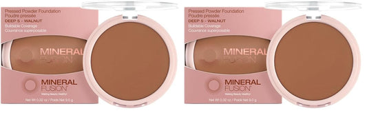 Mineral Fusion Pressed Powder Foundation, Deep 5, 0.32 Ounce (Pack of 2)