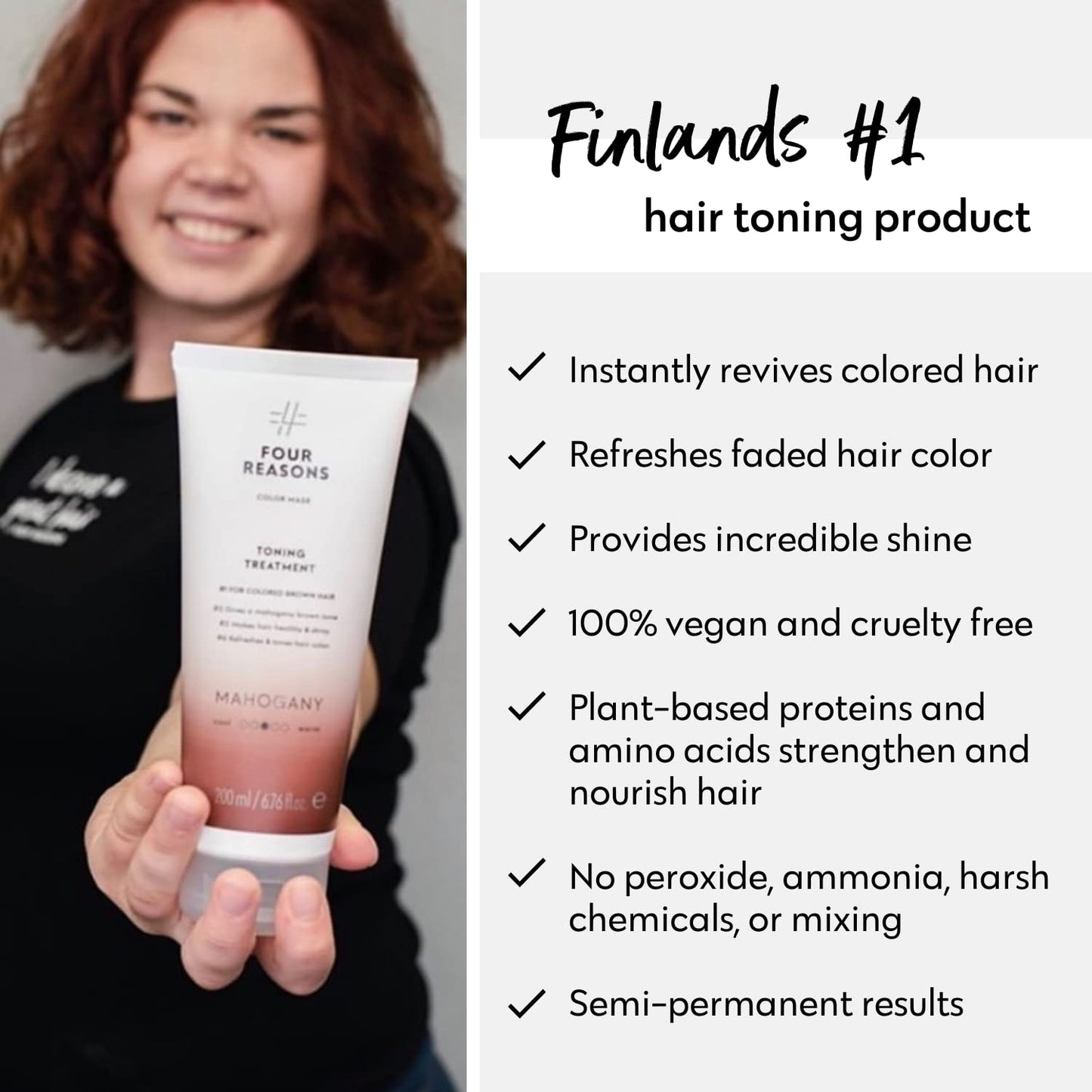 Four Reasons Color Mask - Mahogany 27 Colors) Toning Treatment, Color Depositing Conditioner, Tone & Enhance Color-Treated Hair - Semi Permanent Hair Dye, Vegan and Cruelty-Free, 6.76 fl oz