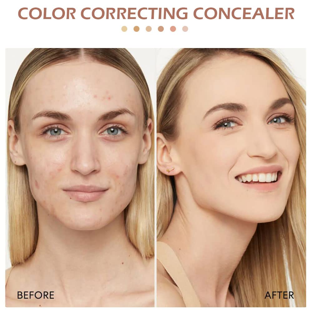 6 Color Correcting Concealer Palette With Concealer Brush, Tattoo Concealer, Cream Contouring Makeup Kit, Corrects Dark Circles Red Marks Scars Light Mediumor creamy concealer A2