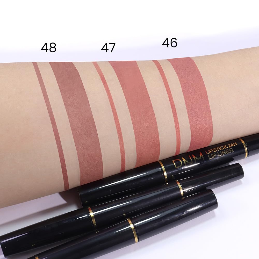 evpct 3Pcs Nude Pink Brown Velvet Matte Lip Liner and Lipstick Combo Set Kit for Women, Magic 24 Hours Lipstick and Lip Liner Makeup Set Stain Long Lasting Waterproof labial