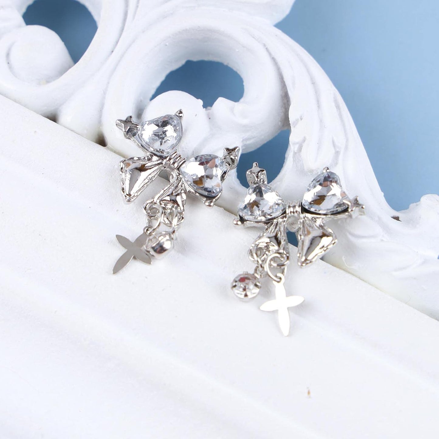 Vintage Crystal Bow Earrings Black Onyx Stud Earrings Silver Tiny Cross Drop Earrings Sparkly Cz Rhinestone Bow Earrings Jewelry for Women