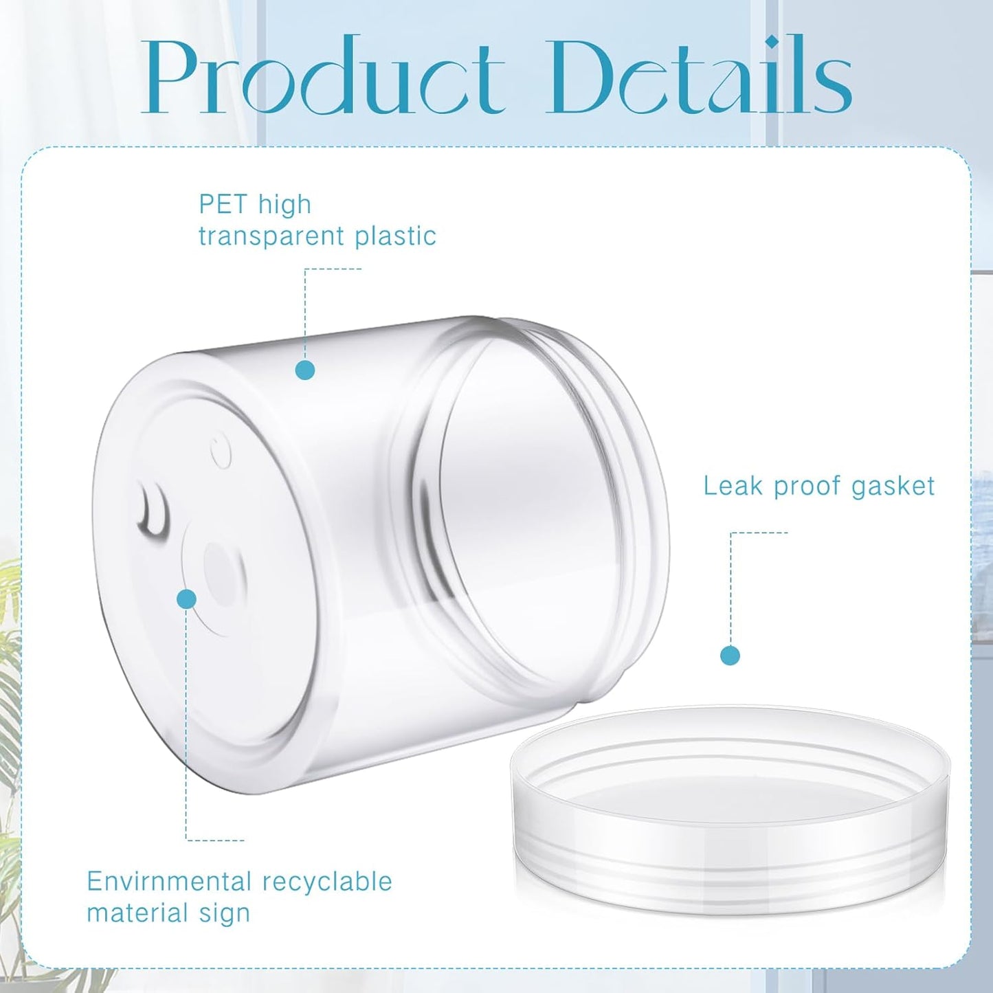 SATINIOR 100 Pcs Plastic Jars with Lids Small Containers Lids Wide Mouth Small Plastic Containers for Lotion Cream Rhinestones Body Butters Travel Storage(6 oz, Clear)