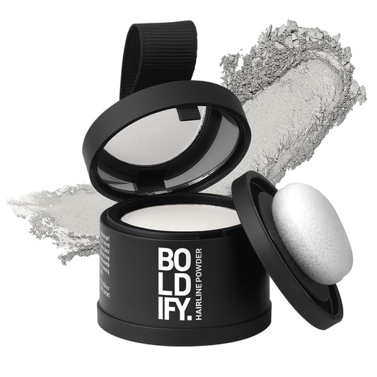 BOLDIFY Hairline Powder - Root Touch Up Hair Color for Gray Coverage - Bald Spot Concealing Hair Powder for Women & Men - 48-Hour Stain-Proof - White