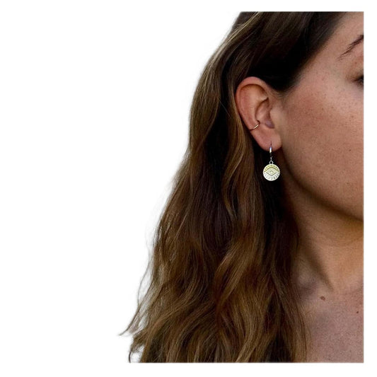 Evil Eye Coin Earrings Silver Disc Drop Earrings Evil Eye Hoop Earrings Vintage Lucky Charm Earrings Jewelry for Women and Girls