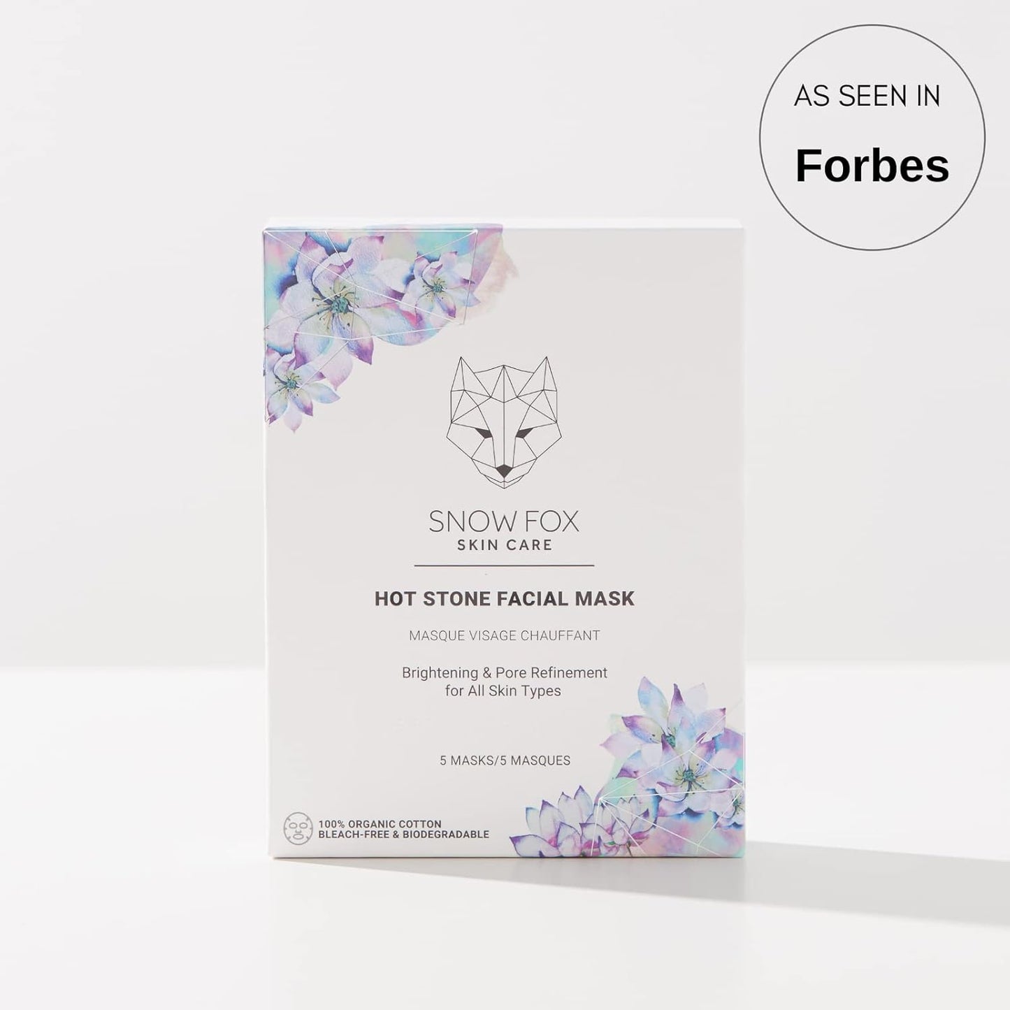 Snow Fox Skincare Hot Stone Facial Mask for Oil Control & Pore Treatment, 5-Pack