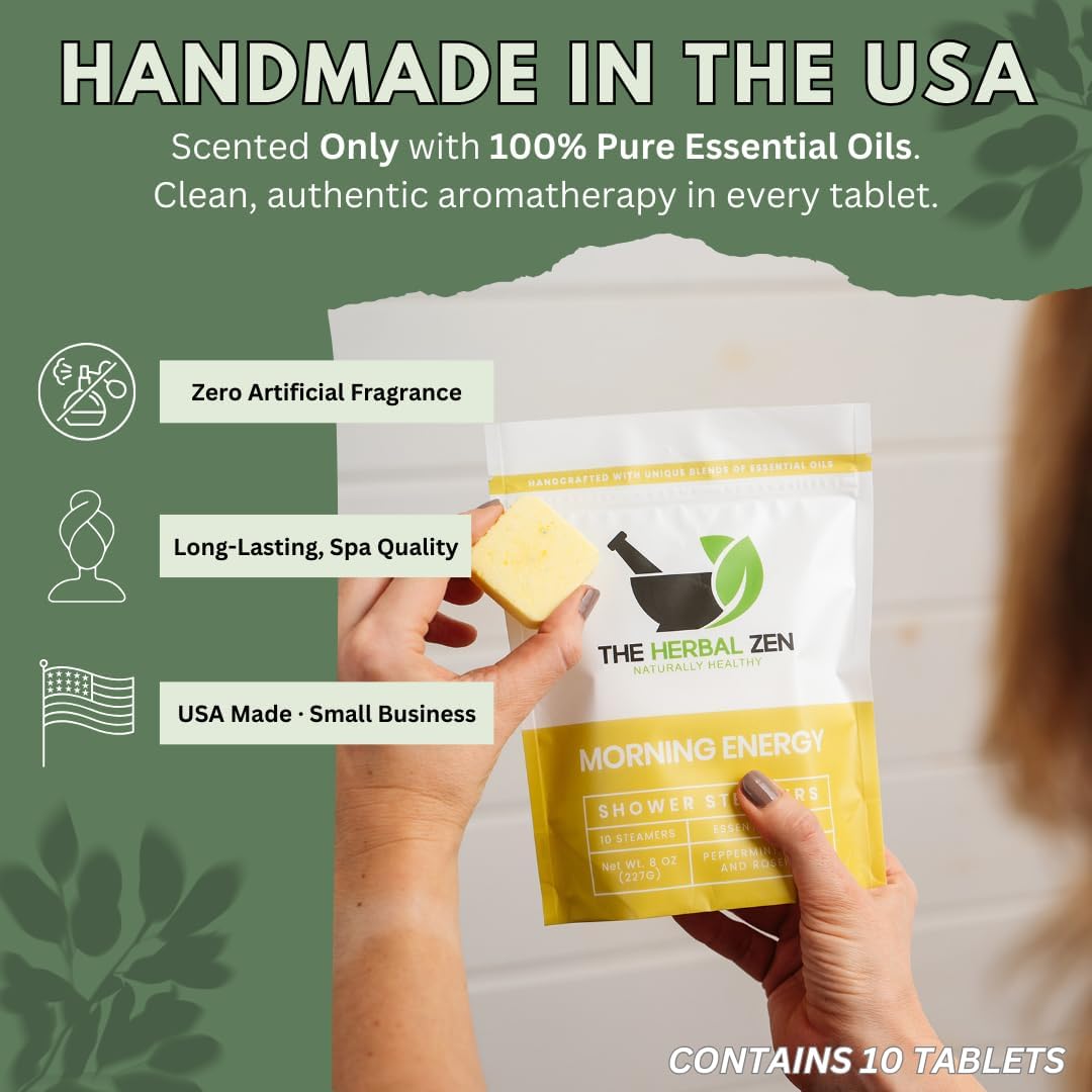 Morning Energy Shower Steamers Aromatherapy with Peppermint and Lemon Essential Oils Shower Bomb Aromatherapy, Spa Day Gifts, Self Care Gift, Birthday Gifts for Women and Men, Mothers Day Gift