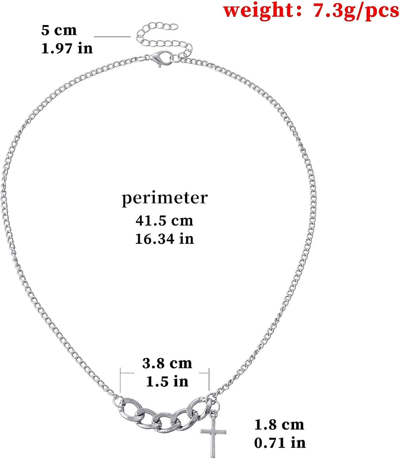 Vintage Cross Necklace Creative Chunky Cuban Chain Tiny Cross Pendant Choker Clavicle Chain Necklace Jewelry for Women and Girls