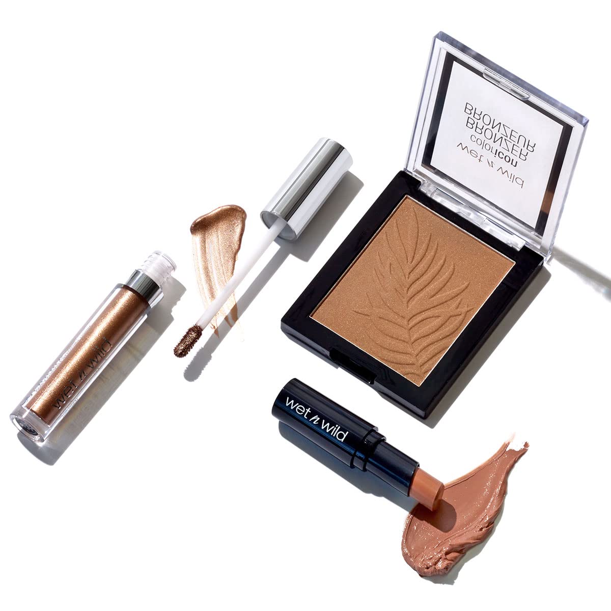wet n wild Edit Makeup Set Bronze Beauty Kit, Bronzer Face Powder, Glitter Bronzer Lip Gloss, Matte Lipstick