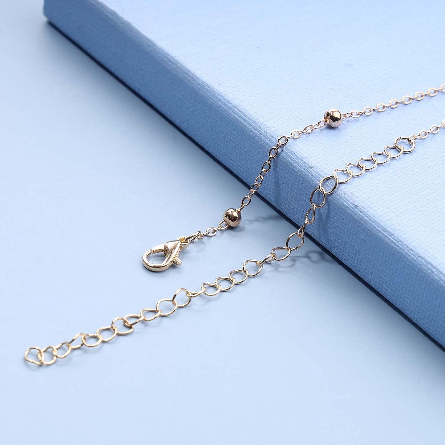 Boho Thin Beaded Choker Necklace Gold Station Ball Necklace Short Satellite Chain Necklace Everyday Minimalist Necklace Jewelry for Women and Girls