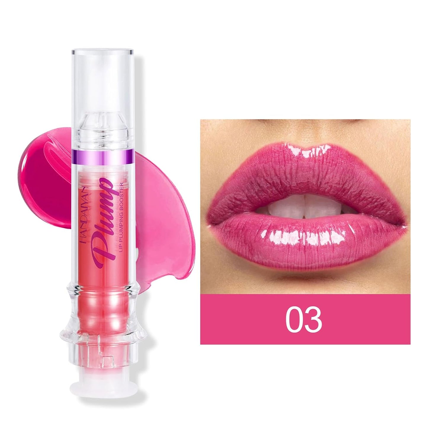 Erinde Lip Plumper Gloss, Natural Spicy Lip Plumping Booster Lip Plumping Oil, Ultra-Hydrating & Nourishing Plump Lip Plumper, Glossy Finish Fuller Lip Plumping Lip Gloss for Women Girls, 03#