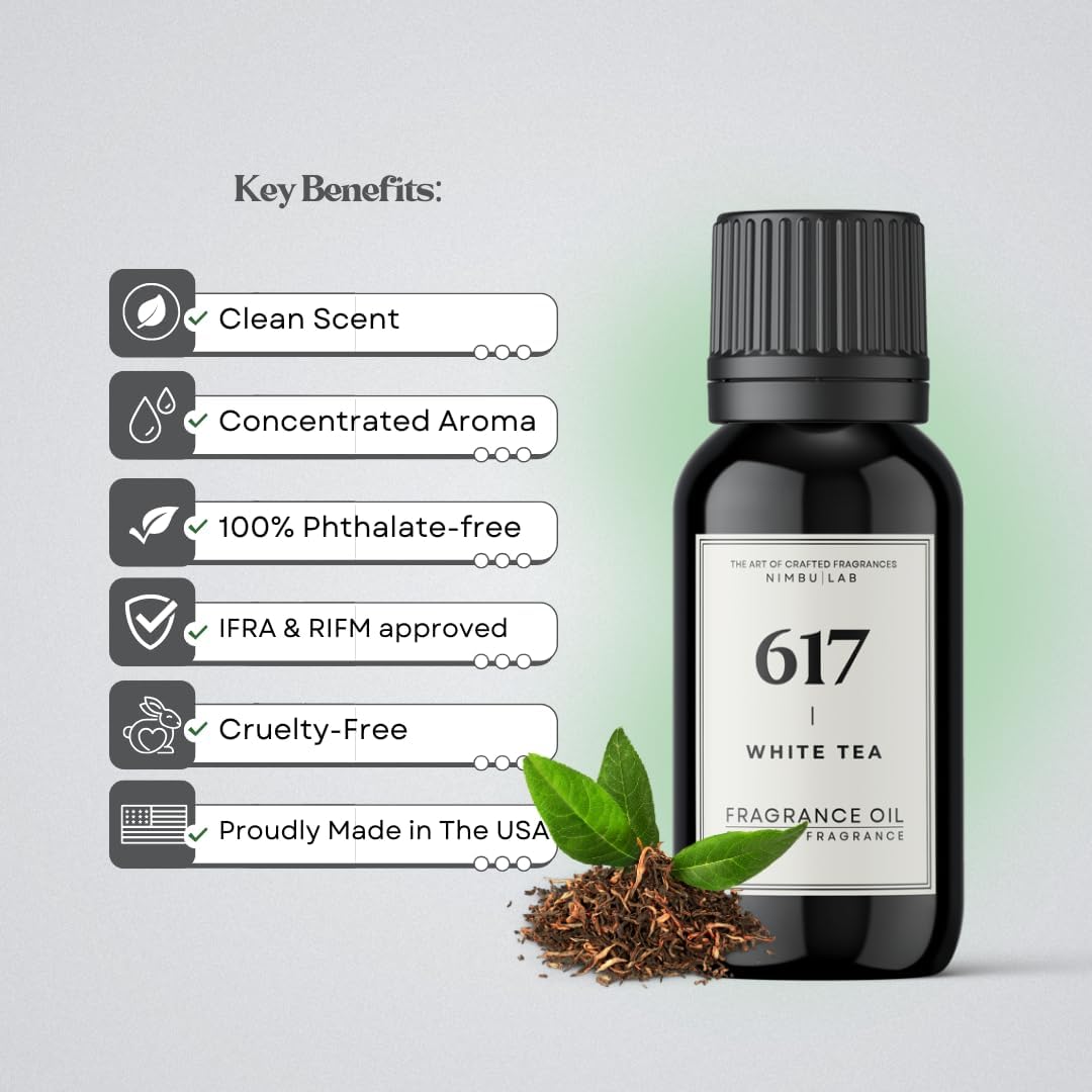 617 White Tea - Diffuser Oils, Luxury Hotel Fragrance Oil, White Tea, Bergamot, Thyme, and Mandarin, Best Essential Oils Blend for Diffusers, Aroma Oil (1.0 oz/30 ml) - Nimbu Lab