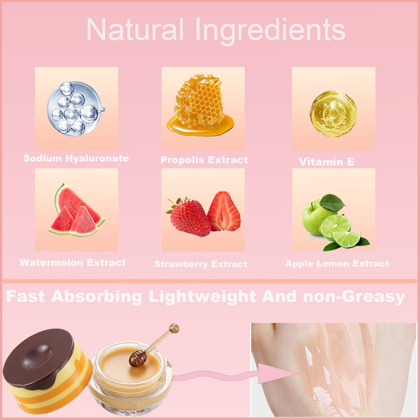 4 PCS Bee Lip Balm Honey Pot, Honey Strawberry Watermelon Apple Sleeping Lip Mask Overnight with Sticks, Exfoliating Prevention Dry and Crack Lip Scrubs