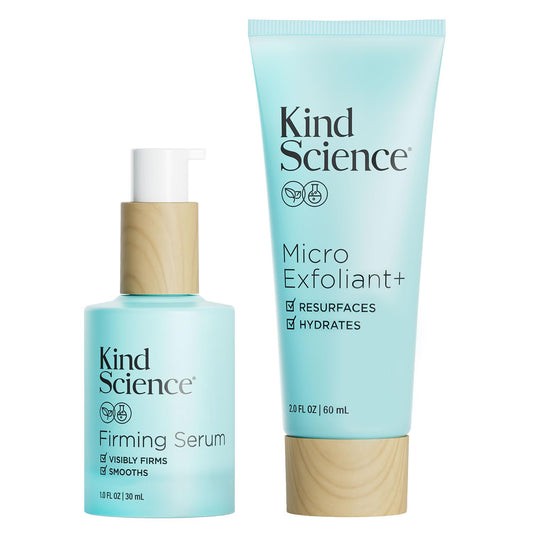 Kind Science by Ellen DeGeneres 2-Piece Skin Care Set with Micro Exfoliant & Firming Face Serum - Hyaluronic Acid Serum & Exfoliating Face Wash