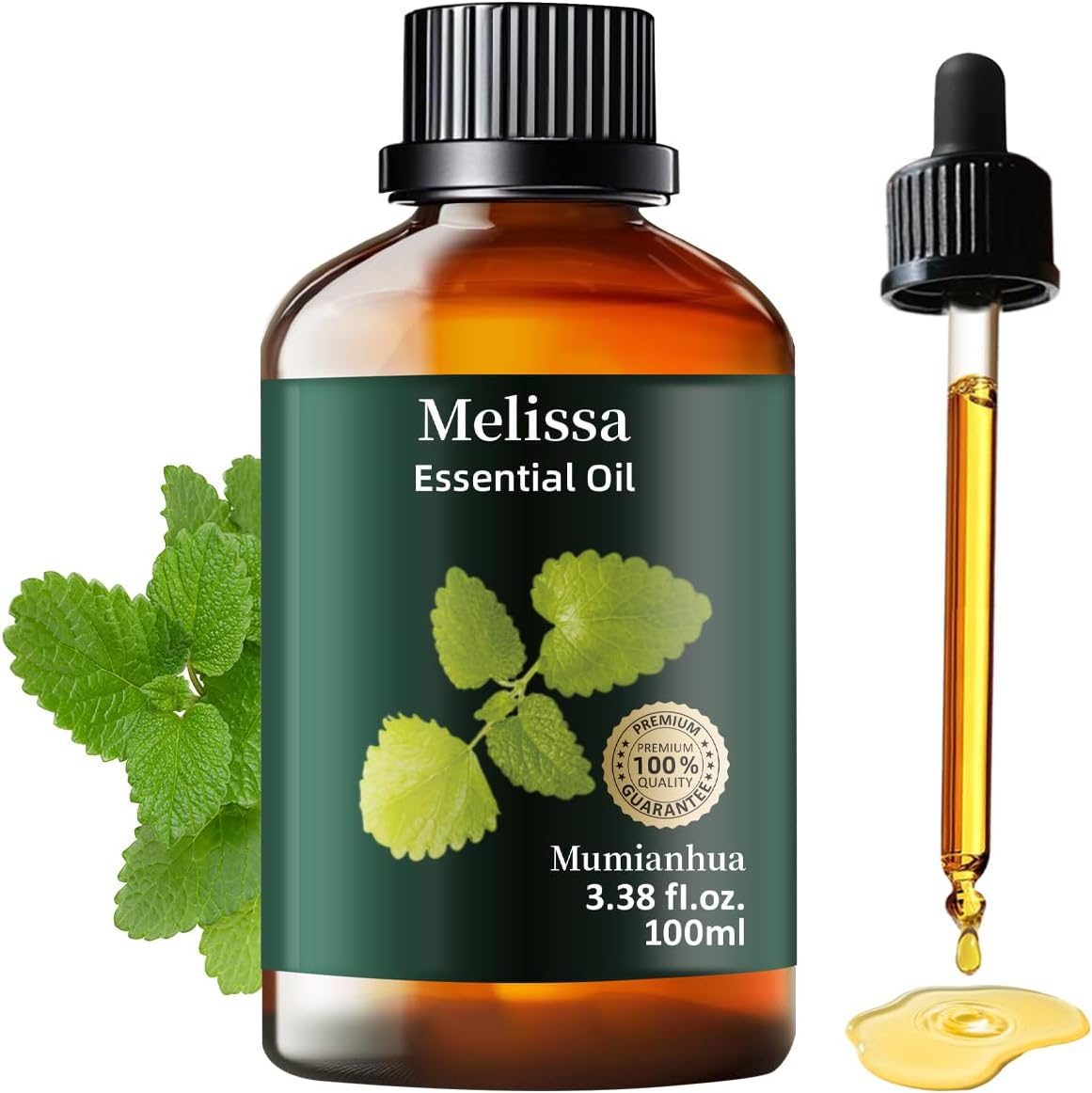 Melissa Essential Oil Pure, Mumianhua Natural Therapeutic Melissa Oil for Skin, Body, Hair Care, Diffuser, Aromatherapy,Candle, Soap, Making, DIY, Massage, Sauna 3.38 Fl Oz