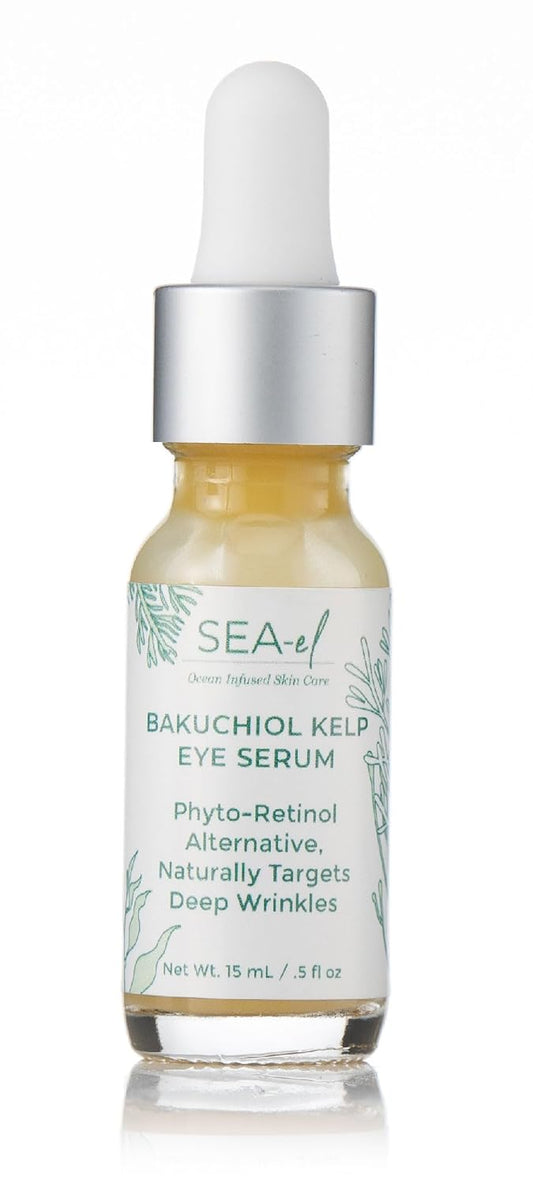 Sea-el Bakuchiol Kelp Eye Serum Plant-Based Skincare Naturally Boosts Under Eye Glow Targets Deep Wrinkles & Supports Smooth Skin - Retinol Alternative for Women or Men, Vegan - .5 oz