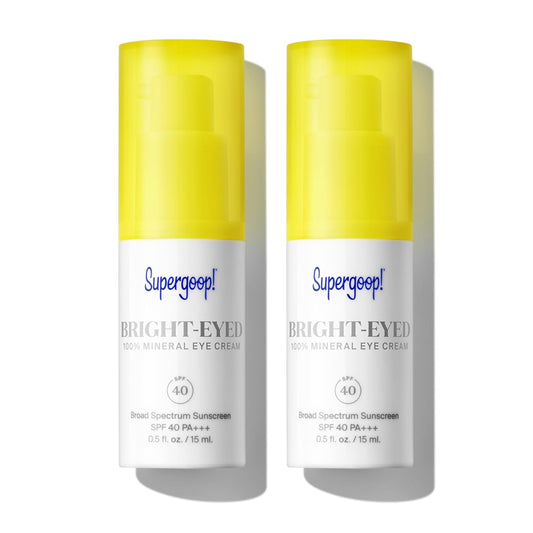 Supergoop! Bright-Eyed 100% Mineral Eye Cream - 0.5 fl oz, Pack of 2 - SPF 40 PA+++ Hydrating & Illuminating Mineral Sunscreen - Under Eye Cream for Dark Circles & Puffiness - Revives Tired Eyes