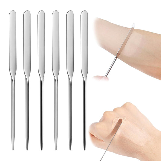 6 Pack Stainless Steel Makeup Spatula Foundation Liquid Foundation Mixer Face Cream Applicator Cosmetic Mixing Tool for Foundation Eye Shadow Cream