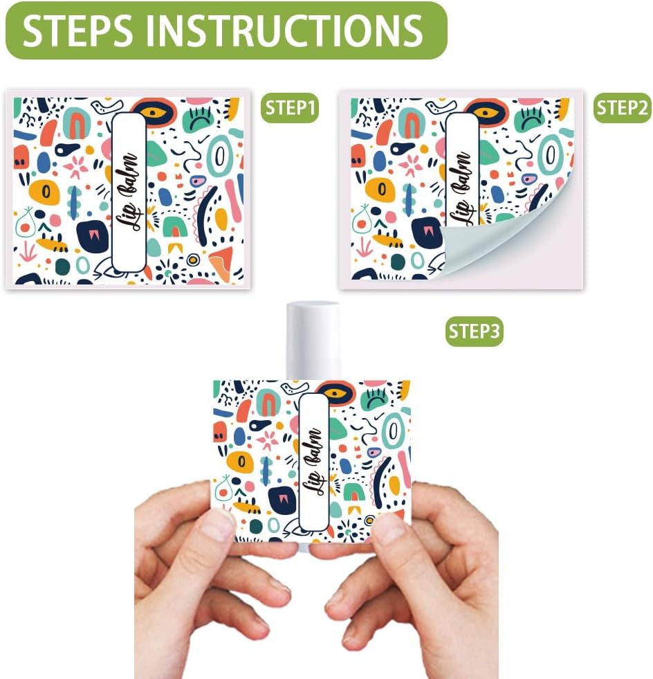 OLYCRAFT 100Pcs Self-Adhesive Lip Balm Tag Stickers 1.7x2.1 inch Waterproof Adhesive Label with Colorful Texture Rectangle Lipstick Tag Sticker for Lip Balm Container Tubes Lipstick Wrapping Decor