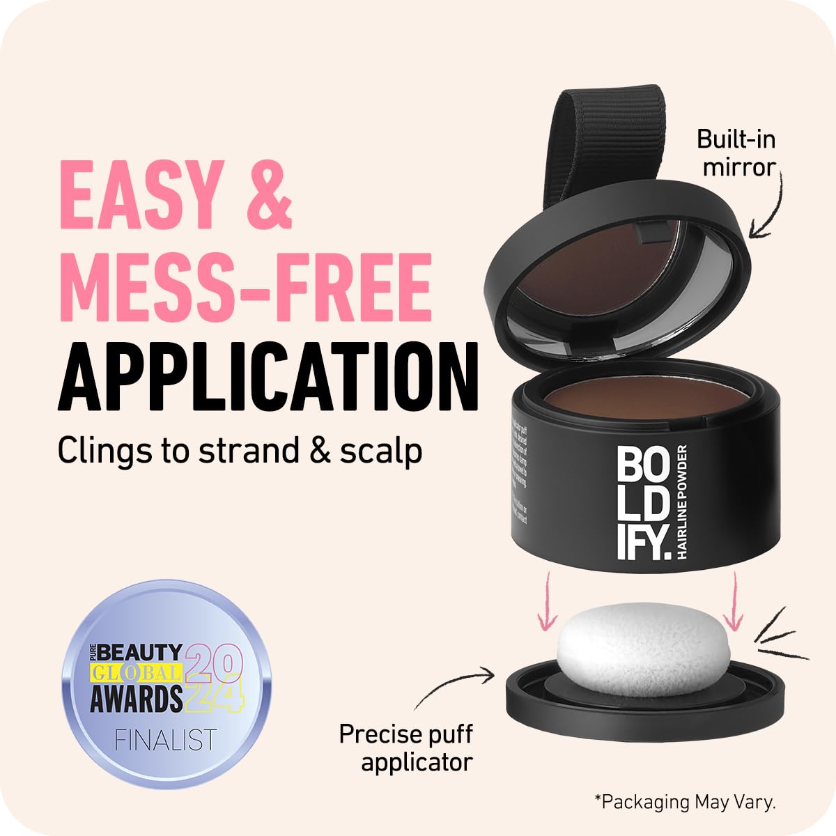 BOLDIFY Hairline Powder (LARGE, 10g) - Root Touch Up Hair Color for Gray Coverage - Bald Spot Concealing Hair Powder for Women & Men - 48-Hour Stain-Proof - Medium Brown