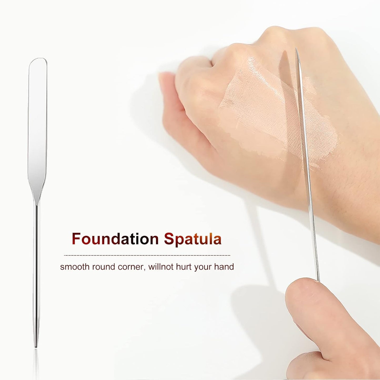 Professional Stainless Steel Makeup Palettes Makeup Spatula set, Makeup Spatula makeup palette Makeup Art Tool For Nail Art Eye Shadow Eyelash Makeup Pigment Blending, with Makeup Powder Puff 2pcs