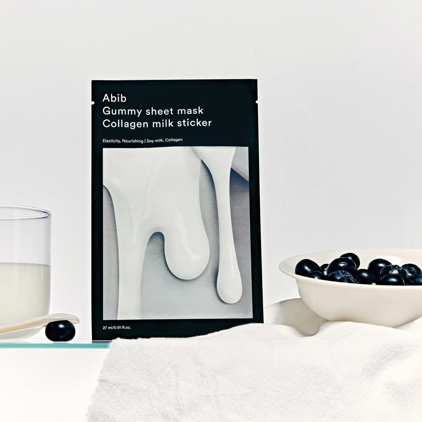 Abib Gummy Sheet Mask Collagen Milk Sticker(10 sheets) I Elasticity & Moisture Care with Niacinamide, Peptides, Cica & Soy Ferment – Unscented Microfiber Firming Mask